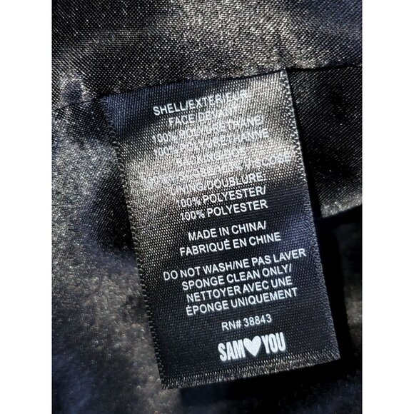 Sam Edelman Moto Jacket Floral Print Vegan Leather Gray Black White Size M 1823 - Picture 12 of 13